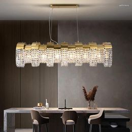 Chandeliers Dining Room Chandelier Modern Luxury Creative Art Design Light Kitchen Island Hanging Lamp Stainless Steel Rectangle