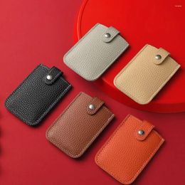 Card Holders Pull-out Type Lichee Pattern Bag Pocket PU Leather Short Wallet Clutch Korean Style Female