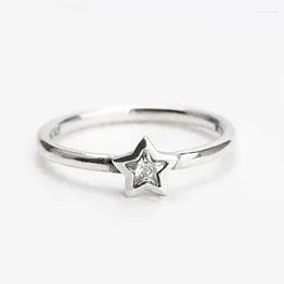 Cluster Rings 925 Sterling Silver Women Ring With Zircon Stones Star Romantic Finger For Ladies Anniversary Fine Jewelry Gift