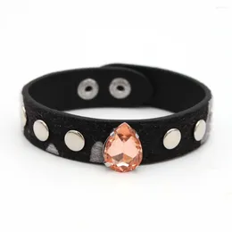 Charm Bracelets Fashion Leopard Women Couple Crystal Leather Bracelet Female Girls Wrist Jewellery Gifts Wholesale