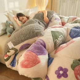 Blankets Super Warm Snow Velvet Quilt Winter Luxury Quilt Double-Sided Fleece Blanket Thickened Autumn And Winter Plush Quilt Core 231212