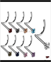 Jewelry Colorful Zircon Ring Stainless Steel Studs Hooks Bar Pin Nose Rings Body Piercing Jewellery Ubsgr2961805