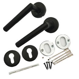 Door Locks 2pcs Slim Home Right Angle Modern Contemporary Black Bedroom Stainless Steel Split Round Bathroom Privacy Handle 231212