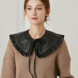 Bow Ties Now-dongmen Korea Autumn Fashionable Charm Doll Collar Fake Ruffle Edge Lace Leather Shawl