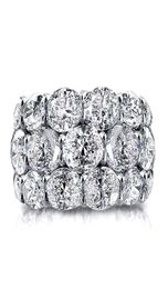 Choucong Brand 2022 Wedding Rings Top Sell Luxury Jewelry 925 Sterling Silver Fill Three Rows Oval Cut White Topaz CZ Diamond Gems9322091