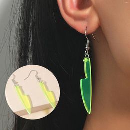 Dangle Earrings Transparent Acrylic Knife Cartoon Party Novelty Fluorescent Green Punk Exaggerated Jewellery