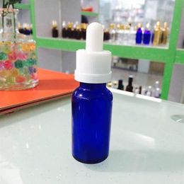 600pcs Glass Dropper Bottles 30ml 5ml 10ml 15ml 50ml E-liquid Ejuice Bottles Essential Oil Glass Blue Bottle With Childproof Rubbe294o