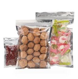 Moisture Proof Zip Lock Clear Aluminum Foil Bag Resealable Nut Snack Food Storage Pouch Plastic Packaging Bag with Clear Window
