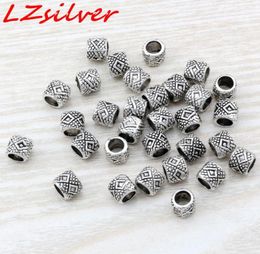 MIC 300Pcs Antique Silver zinc alloy Beaded Drum Spacer Beads 7x6mm DIY Jewelry D64563750