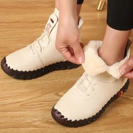 Boots Fur Thick Womens Short Leather Ladies Shoes Woman Winter Waterproof Snow Boot Botas Mujer 231212