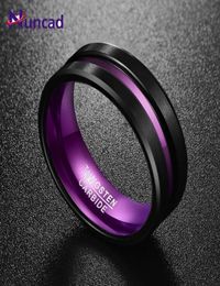 Cluster Rings 8mm Width Purple Inner Ring Scrub Groove Men Tungsten Carbide Band Male Fashion Jewelry Men039s8574298