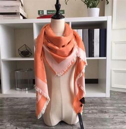 Beautiful orange lady scarf DEsigner FAshion autumnwinter AllMatch Cotton Shawl PINK Attractive Large Square Scarfs 140140CM 7666093