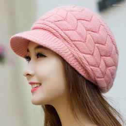 Berets 1pc Fashion Women Skullies Hats Beanies Caps Solid Colour Warm Wool Plush Beret Soft Knitting Small Brim For