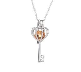 New Hollow Key locket Cage Belly Ball Authentic Solid 925 Sterling Silver Crystal Charm Pendant Necklace 2pcs A Lot299j2253237