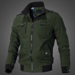 Men's Jackets Spring and Autumn Workwear Flight Jacket Men's Thin Casual Top Coat Air Force Standing Collar Coat 231212