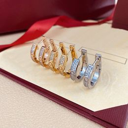 Luxus-Creolen-Designer für Damen, V-Gold, Silbernadel eingelegt, 2-reihig, CZ, diamantiert, vergoldete Ohrringe für Damen, klassisch, personalisierbar, Designer-Schmuck für die tägliche Party