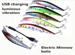 Twitching Lure 12cm19g 472in067oz Electric Minnow baits luminous vibration USB charging lure fishing bait Hard Baits Highqual7609131