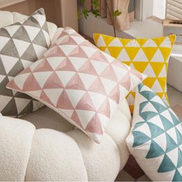 Pillow Pink Yellow Geometric Triangle Decorative Pillows Nordic Style Embroidery Cover Bedroom Sofa Chair Headrest Pillowcase