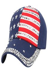 hip hop cap usa Baseball Cap Women Men Summer 2018 American Flag Crystal Baseball Snapback Hip Hop Hat Women caps3496511