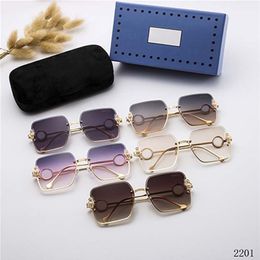 Pearl Designer Sunglasses for Women Semirimless Gold Stent Ladies Eyewear Multicolor Outdoor Woman square lens Sun Glasses263r
