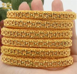 ANIID 4Pcs Set 24K Dubai Gold Plated Bangle Bracelet For Women Ethiopian Arabic African Indian Wedding Bride Jewelry Gift 2202222566952