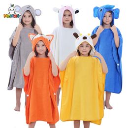 Towels Robes MICHLEY Cartoon Cotton Kids Bath Towel Poncho Hooded Beach Towels Bathing Bathrobe Unisex Washcloth For Girls Boys Children 2-6T 231212