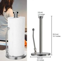 Toilet Paper Holders Kitchen Paper Holder Vertical Roll Paper Rack Stainless Steel Paper Towel Storage Rack Napkins Stand Holder Kitchen Accessories 231212