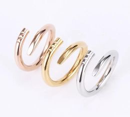 Women Designer Nail Ring Titanium Steel Midi Rings Silver GoldPlated set with cz diamonds Luxury Jewelry2043490