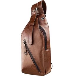 New Arrivals Fashion Men Leather Sling Pack Chest Shoulder Bag Backpack PU Biker Satchel Fashion Solid Soft Portable Bags271e
