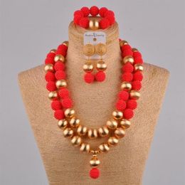 red african wedding beads 24 inches simulated pearl necklace nigerian bridal Jewellery sets FZZ40291h