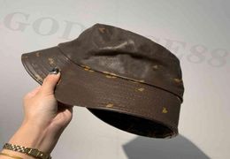 L Brown Bucket Hat Fashion Designer Fisherman Leather Buckets Hats Baseball Caps for Men Woman Beanie Casquettes Patchwork High Qu3588911