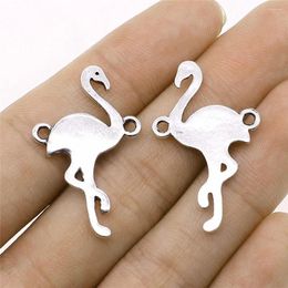 Charms WYSIWYG 10pcs 21x34mm Flamingo Connector Antique Silver Plated For Jewellery Making Pendant DIY Findings