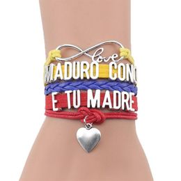 Anklets Infinity Love Venezuela Bracelet MADURO CONO E TU MADRE Charm Leather Wrap Handmade Bracelets & Bangles For Women Men Jewe289N