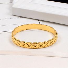 new classic 18K gold stainless steel engraved bangle bracelets women diamond gelang bangles rhombus designer luxury bracelet jewel311d