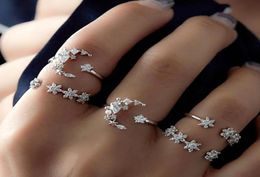 5 Set Europe and America fashion set ring star moon crystal Midi Finger Knuckle wedding festival Rings for Women Jewellery gift8323240