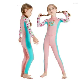 Women's Swimwear Summer Girls Wetsuit One-piece Long-sleeved Diving Suit Sunscreen Cartoon Surfwear Quick Drying Children'sSwimsuit 2023