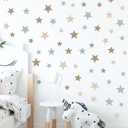 71pcs Boho Color Stars Pattern Wall Stickers for Kids Room Baby Nursery Room Wall Decals Home Decoration Wall Decals Decor Pvc
