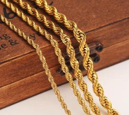 24k Gold color Filled Necklace Chain for Men and Women Necklace Bracelet Gold rope Chain High Quality4257301