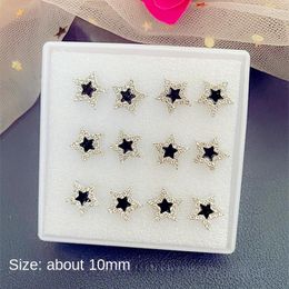 Stud Earrings -selling Allergy Women Gold Fashion Jewellery Rhinestones Pentagram Everything Simple For Girls