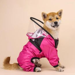 Dog Apparel Clothes Coat Dress Jumpsuits All-inclusive Hooded Raincoat Transparent PU Waterproof Pet Clothing Supplies