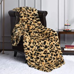 Blankets Luxury leopard Stitch Throw Blanket room decor plaid bedspread s hairy winter bed covers Sofa cover big thick furry 231212