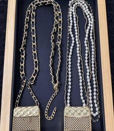 2021 Top Quality Fashion Party Jewelry Pearls Bags Necklace Luxury Party Long Belt Vintage Beads Leather Chain Bag Pendant Chain7935993