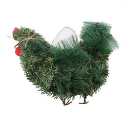 Decorative Flowers Creative Simulation Rooster Shaped Plant Wreath Green Plastic Fake Chicken Hanging Garland Party Home DIY Decoration Gift