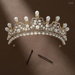 Hair Clips Icazo European Bride Wedding Luxury Imitation Pearl Crown Artificial Crystal Suitable For Party And Holiday Headwear