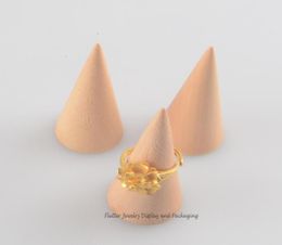 10pcslot Handmade Wooden Cone Rings Display Stand Ring Holder Ring Showcase Wood Jewelry Display Props4955265