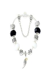 Strands bracelet angel wings beaded DIY large hole black and white glaze jewelry4313631