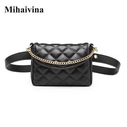 Waist Bags Mihaivina Women Bag Fashion Female Belt Chain Money Fanny Pack PU Leather High Pants307f