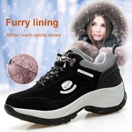 Dress Shoes Winter Sneakers Women Furry Warm Platform Lightweight Outdoor Running Plus Size 42 Zapatillas Mujer 231212