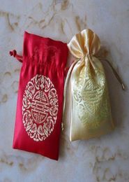 Lucky Drawstring Satin Fabric Small Jewellery Gift Bags Chinese Ethnic style Wedding Party Packaging Pouches size 9 12 cm 200 pcs 5308067