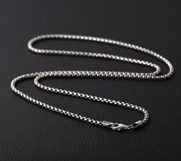 Chains 3mm Wide Box Necklace Pendant Pure 925 Sterling Silver Men Women Chain Statement Jewelry For WomenChains8312679